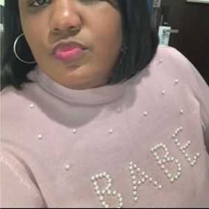Lane Bryant Sweater Size 14/16 - says BABE in faux pearls
